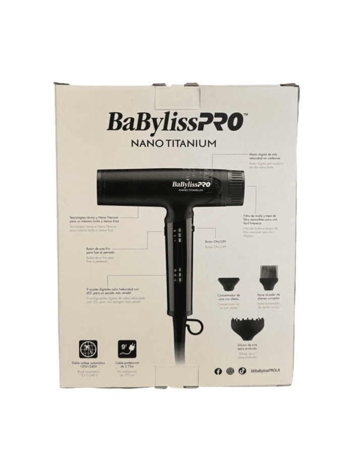 Secador de Pelo BaBylissPRO Nano Titanium Compacto – Profesional y Liviano - Imagen 2